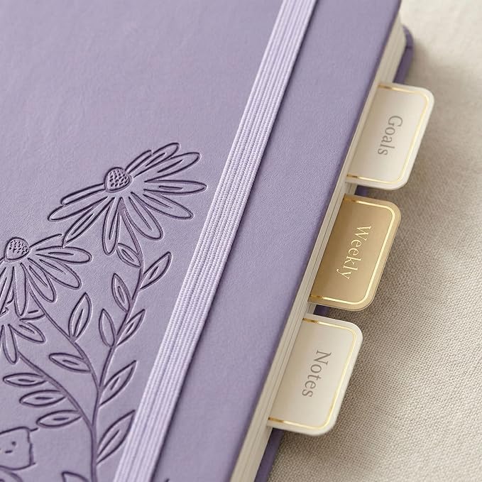 VIVID SCRIBBLES A5 Bullet Dotted Journal – 160GSM Bleed-Proof Dot Grid Notebook with 200 Numbered Pages, Lay-Flat Hardcover, Pen Loop & Expandable Pocket, Lilac