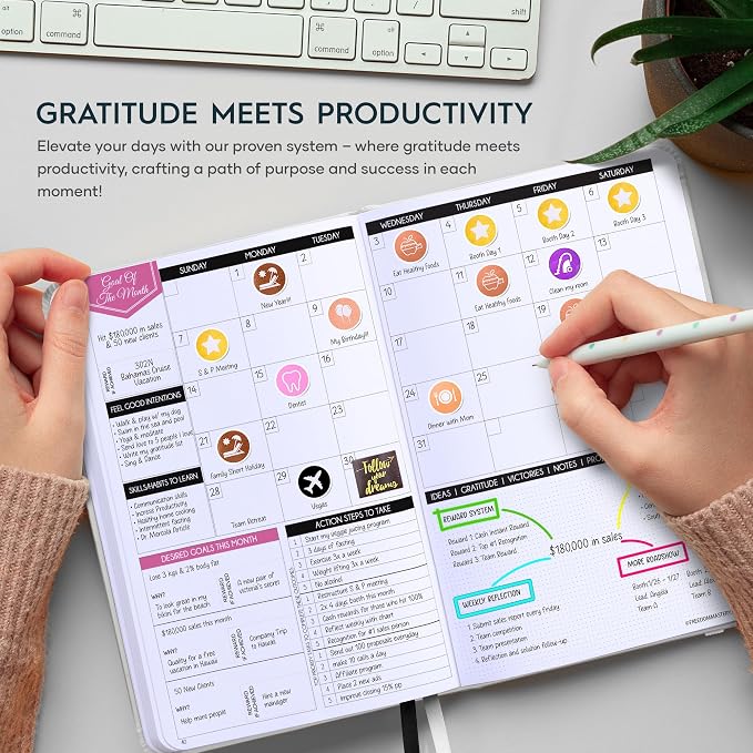 90-Day Goal Planner with Daily Journal, Gratitude & Habit Tracker | Daily Planner, Productivity, Time blocking, Manifestation & Affirmations with Vision Board, Gratitude Journal for Women & Men