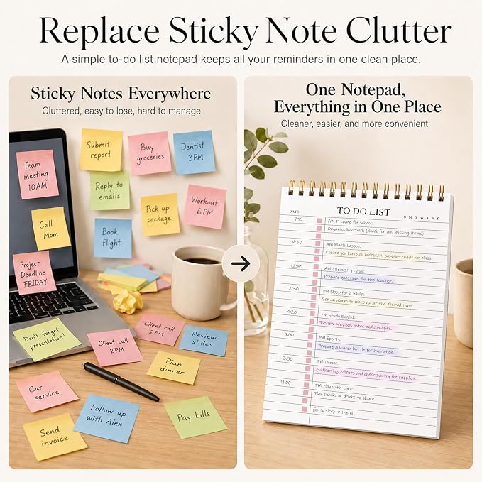 To Do List Notepad, Undated Daily Planner Notepad with To Do List Notebook Checklist Planner Spiral Waterproof Cover Notepad for Office Supplies, School Planner, Pink, 52 Sheets, 5.5"*8.3" A5 Size