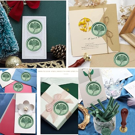 Wax Seal Kit, Atopbb 40Pcs Pine Green Sealing Wax Sticks with Glue Gun Great for Wax Seal Stamp, Wax Seal Sticks Used for Wedding, Invitations and Gift Wrapping (40, Pine Green)