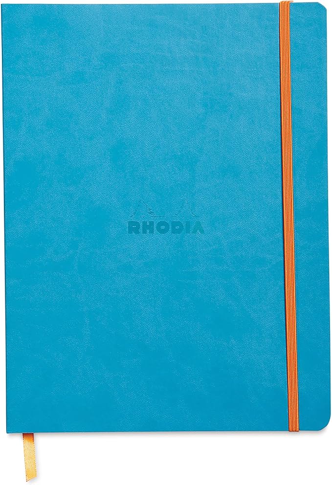Rhodia Rhodiarama SoftCover Notebook - 80 Dots Sheets - 9 3/4 x 7 1/2 - Turquoise Cover (117557C)