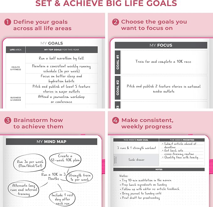 Clever Fox Planner Large – Undated Weekly & Monthly Planner for Productivity, Time Management & Goals – Organizer Journal – 7x10” (Hot Pink)