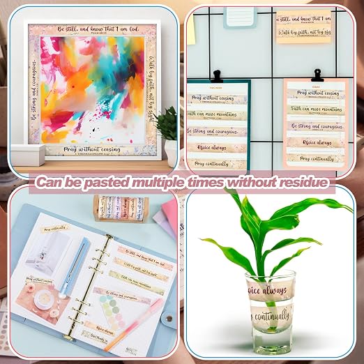 24 Rolls Christian Washi Tape Gifts Bulk Religious Inspirational Scripture Prayer Supplies Retro Bible Verse Tape for Bible Study Journaling Crafting Easter Gifts for Women