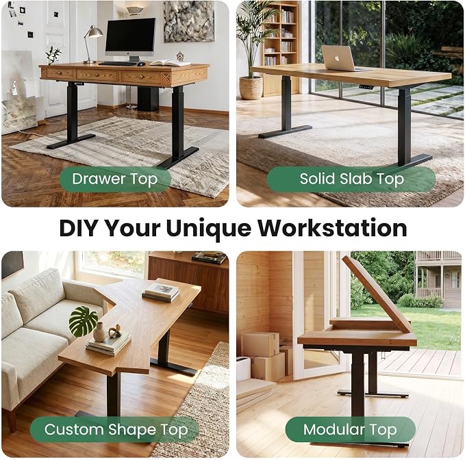 SIAGO Dual Motor Standing Desk Frame for Tops up to 75" - Black Frame Only | 280 lbs Capacity Adjustable Workstation Legs with 3 Memory Presets, Power Strip and Cable Management Tray