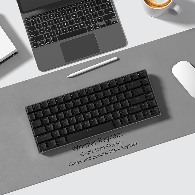 Womier Black Keycaps for Mechanical Keyboard, Shine Through Key caps PBT Custom Keycap Doubleshot, Universal Compatiability for 60 75 100 Percent Cherry Gateron MX Switches Keyboard, Black