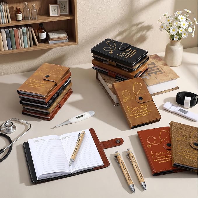 Yexiya 20 Set CNA Week Appreciation Gifts Set A6 Leather Journal with Ballpoint Pens Notebook Bulk for Doctor, Nursing, Certified Medical Assistant, Healthcare Clinical Intern Gifts