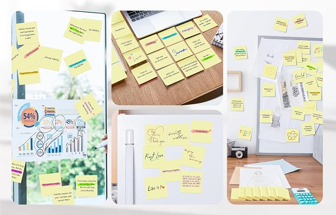 (18 Pack) Sticky Notes 3x3 in Yellow, Strong Adhesive, Clean Removal, Recyclable, Self-Stick Pads, Easy to Post for Home, Office, Notebook