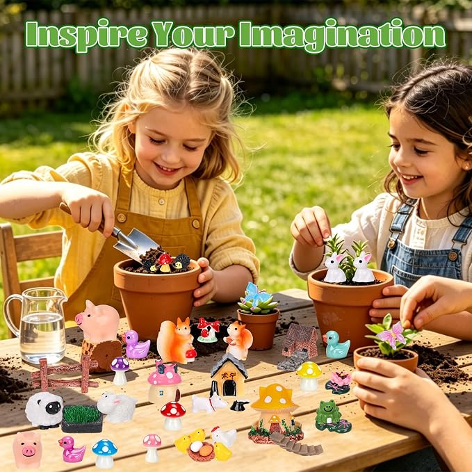 160 Pcs Fairy Garden Accessories Miniature Resin Animals Tiny Fairy House Figurines Fairy Garden Ornament Kit for DIY Crafts Micro Landscape Dollhouse Mini Scene Garden Outdoor Decor
