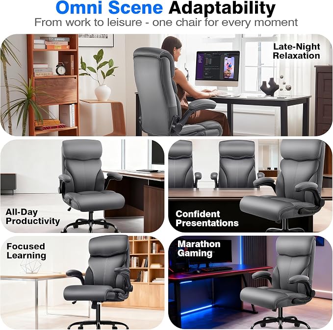 AreShark Leather Office Chair - Executive High Back Ergonomic Desk Chairs | Breathable Computer Chair with Lumbar Support & Rock Function, Rolling Swivel Seat for Working, Studying, Gaming & Relaxing