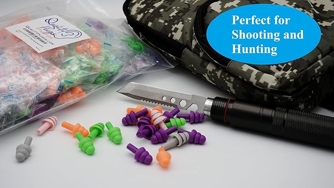 100 Pair Silicone Reusable Ear Plugs for Swimming, Sleeping, Concerts & Music - Bulk Pack of Swimmers Ear Plugs for Adults - Noise Reduction up to 25dB Swimming Earplugs for Men Women Ear Protection