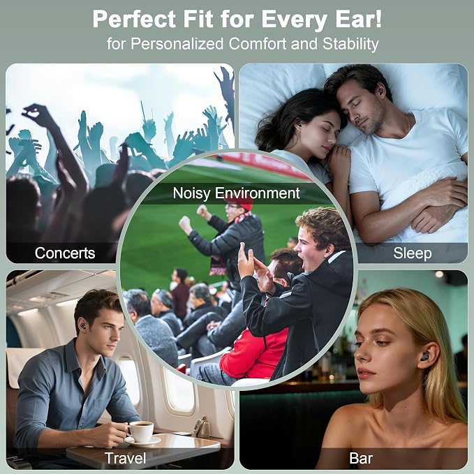 TECKNET Ear Plugs for Sleeping Noise Cancelling - 3 Adjustable Levels Noise Earplugs with 8 EarTips, 20dB (SNR) Reduction, Reusable Soft Silicone Earplugs for Focus, Work, Travel, Concert