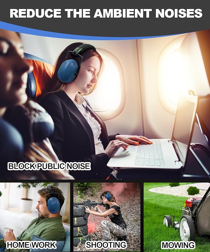 ZOHAN 019 Noise Cancelling Headphones for Adult - NRR 28dB Hearing Protection for Working, Shooting, Mowing, Autism