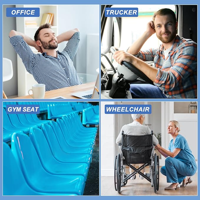 LYUANEC Gel Seat Cushion for Long Sitting - 18.5" x 17" x 1.4" (Large&Soft) | Gel Cushion for People Over 100 lbs, Pressure Relief Cushions for Office Chair, Egg Cushions for Wheelchair, Seat Pad for Car