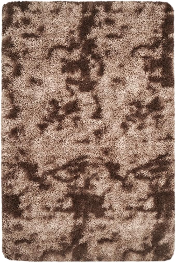 Zentavio Area Rugs for Living Room Large Rugs for Bedroom 8x10 Soft Carpet Fluffy Furry Shag Aesthetic Plush High Pile Gray Throw Rug for Nursery Kids Room Dorm Tie-Dyed Coffee
