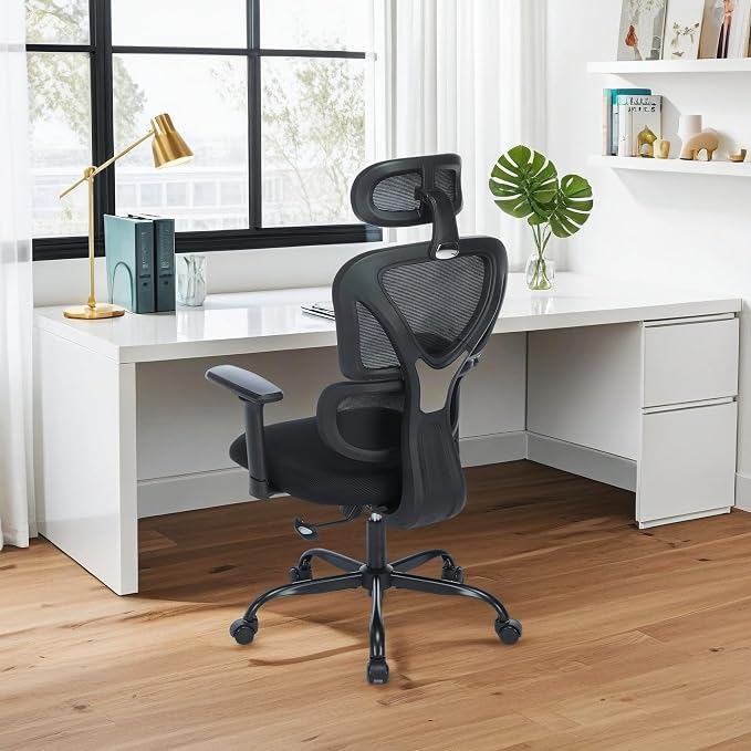 MALOL Ergonomic Office Chair with Adjustable Headrest & 3D Armrests, High Back Mesh Desk Chair with Lumbar Support, Reclining Lock 97°-125°, Swivel Computer Task Chair for Home Office, 300 LBS