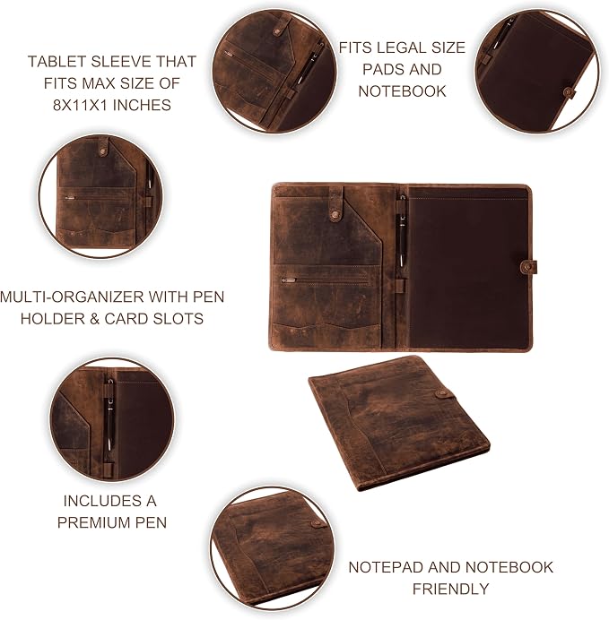 Leather Portfolio, Leather Binder with Pen, Leather Portfolio for Men and Women, Leather Padfolio, Leather Folder, Portfolio Binder, Business Portfolio Men and Women