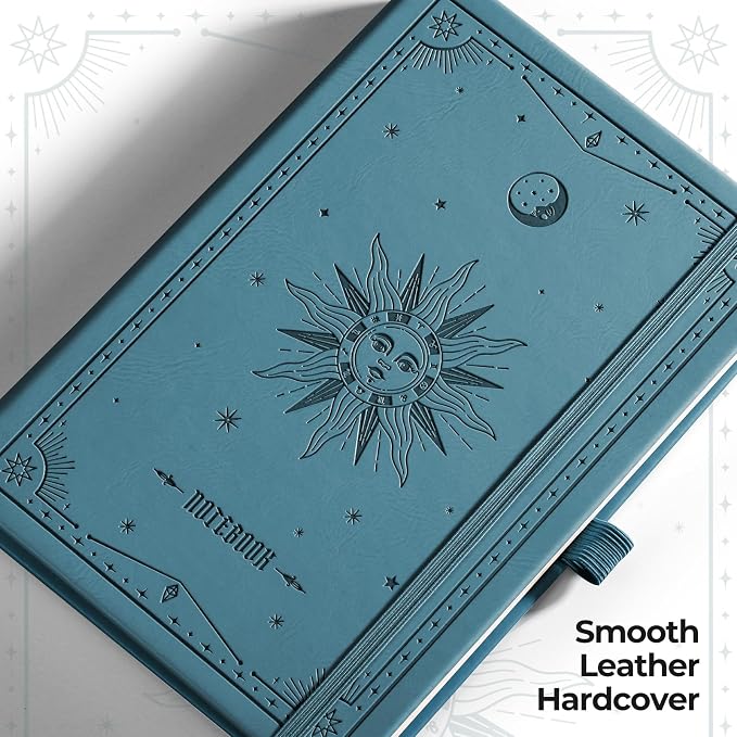 EMSHOI Blank Notebook Journal - 320 Pages, 100gsm Thick Paper, A5 Hardcover Leather, Art Sketchbook for Drawing, Unlined, Plain Sketch Book for Women Men Work Writing, 5.75 X 8.38, Light Blue