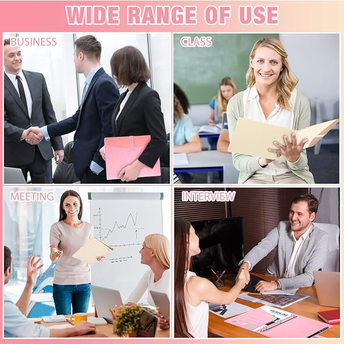 Eersida 2 Pcs 2 Pcs Padfolio 3 Ring Leather Binder Business Portfolio Folder A4/Letter Size Back to School for Organizer Documents Business Cards Conference Office Gifts for Men or Women (Pink,Beige)