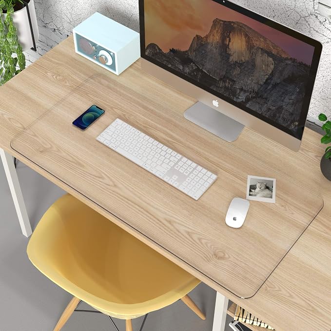 Oterri Clear Writing Desk Pad, 36’’x24” Heat Resistant Waterproof PVC Round Edge Durable Desk Protect Mat, Anti-Static Writing Mat Table Protector