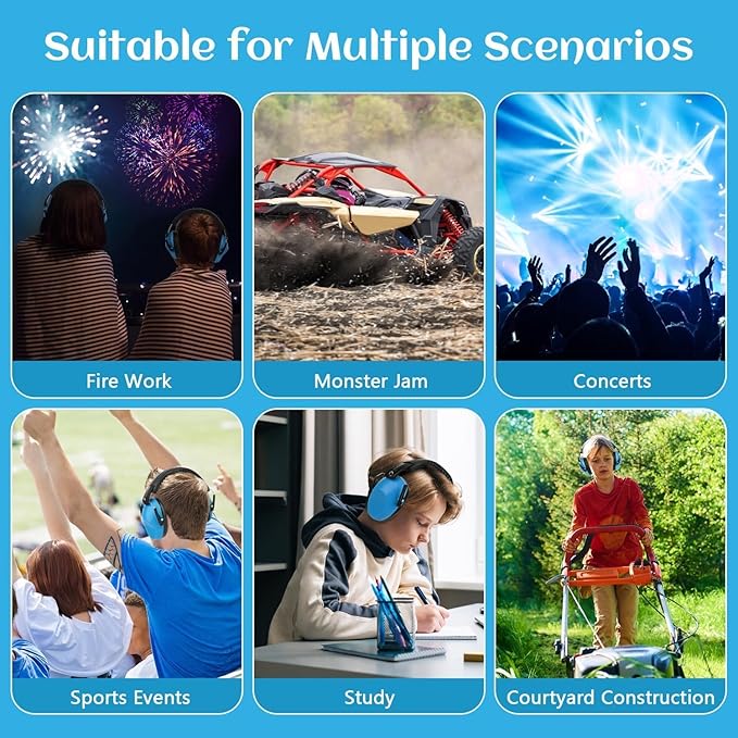 6 Pack Noise Canceling Headphones for Kids, Kids Ear Protection Earmuffs for Autism, Toddler, Children, Noise Cancelling Sound Proof Earmuffs/Headphones for Concerts, Air Shows, Fireworks