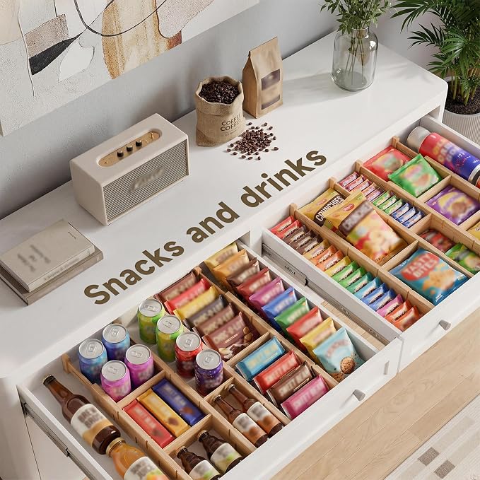 Bamboo Drawer Dividers, Expandable Kitchen Drawer Organizer | Include 4 Dividers, 4 Small Inserts and 4 Medium Inserts for Home, Office, Dressers