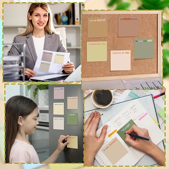 Yinder 24 Pcs Inspirational Sticky Notes Thank You Gift Motivational Sticky Note Pad Employee Appreciation Gift Bulk for Staff Coworker Teacher Nurse Office Groups 3 x 3'' (Thank You,Boho)
