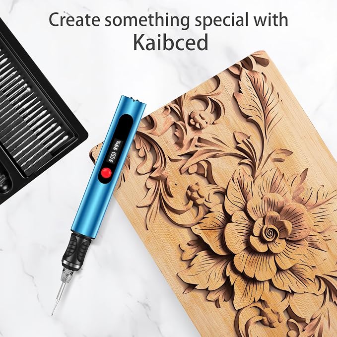 Engraving Pen, Ultimate Cordless Engraving Pen for Artists & DIYers - Engrave 60+ Surfaces - Beginner Friendly- 30 Bits & Mastery Guide (Blue)