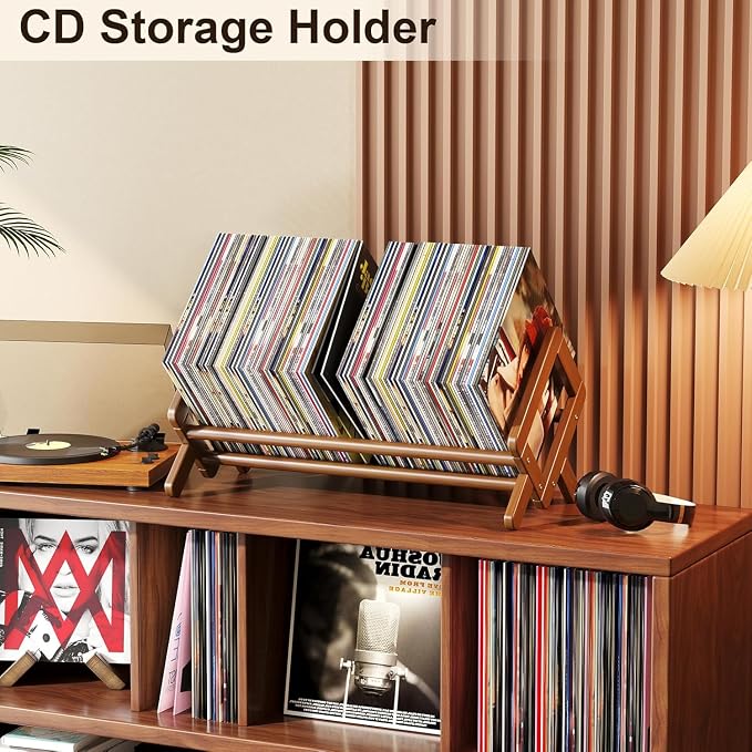 Premium Desktop Bookshelf, Bamboo Desk Bookshelf, Retro Brown Book Rack Shelf Organizer, Stable Bookshelves Storage, Tabletop Large Magazine Holder Racks for Magazines, Books, Files