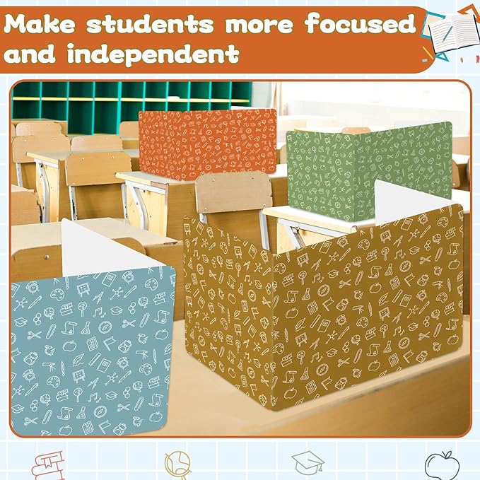 gisgfim 36 Pack Privacy Shields for Student in 12 Boho Colors Desk Dividers Durable Privacy Folders Testing Dividers Shield Study Boards Panel Partition for Classroom Teacher Back to School Supplies