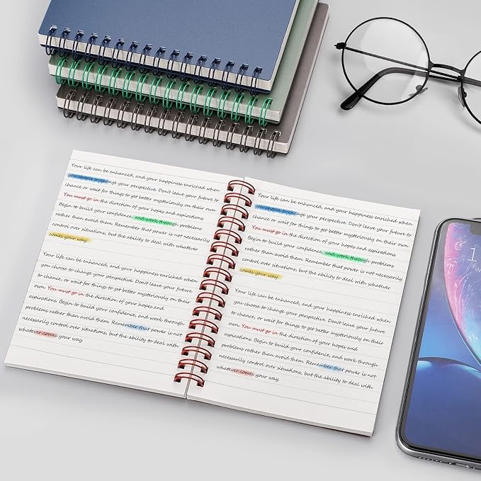 RETTACY Pocket Journal Notebook, 160 Lined Pages, A6 Mini Small Size (4.5" × 5.7"), for Work, Journaling, Writing, 100 GSM Thick Paper, Spiral-bound, Flexible Plastic Cover (Navy Blue)