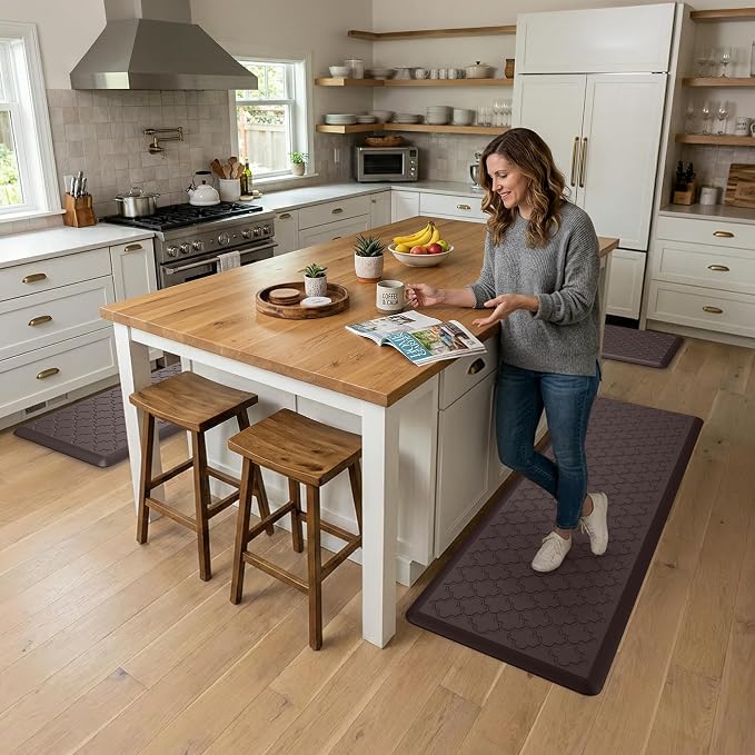 Kitchen Mat Cushioned Anti Fatigue for Floor, Non-Slip Waterproof Comfort Rug for Kitchen Sink, Standing Desk & Laundry, 17.3"x39", Chocolate