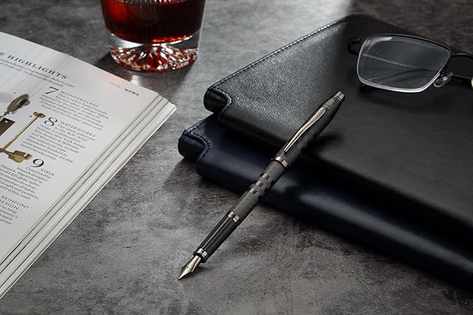 Cross Century II Midnight Black Fine Nib Fountain Pen - Professional Pen for Everyday Use - Smooth Writing - Comfortable Grip - Black Ink - Durable Construction - Includes Gift Box