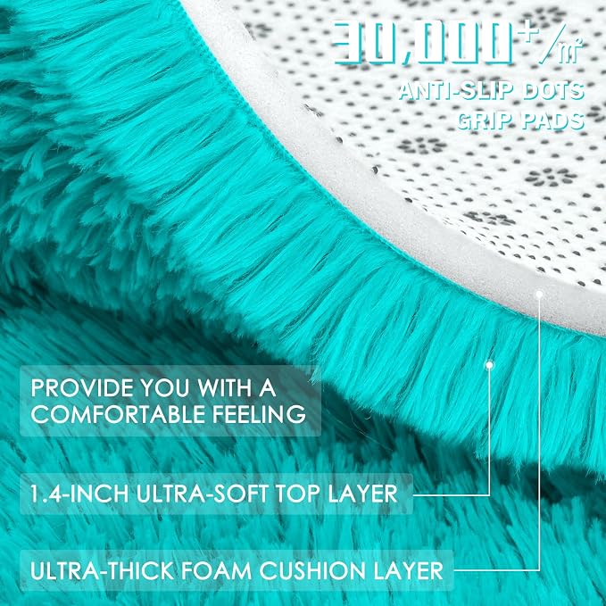 OLANLY 5x7 Machine Washable Large Area Rugs for Living Room, Bedroom, Soft Fluffy Shaggy Bedside Rug, Indoor Floor Carpet for Kids Girls and Boys, Dorms, Nursery, Home Decor Aesthetic, Teal Blue