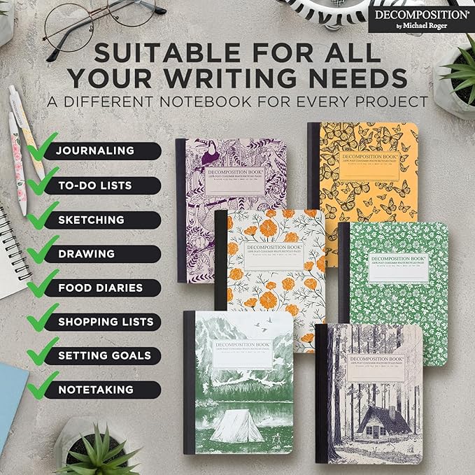 Decomposition Topographical Map Graph Paper Composition Notebook - 9.75 x 7.5 Journal with 160 Grid Pages - Quad Ruled Notebooks for School Supplies, Home & Office - 100% Recycled Paper, Made in USA