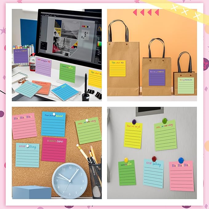 Yinder 24 Pcs Inspirational Sticky Notes Thank You Gift Motivational Sticky Note Pad Employee Appreciation Gift Bulk for Staff Coworker Teacher Nurse Office Groups 3 x 3'' (Funny,Bright Color)
