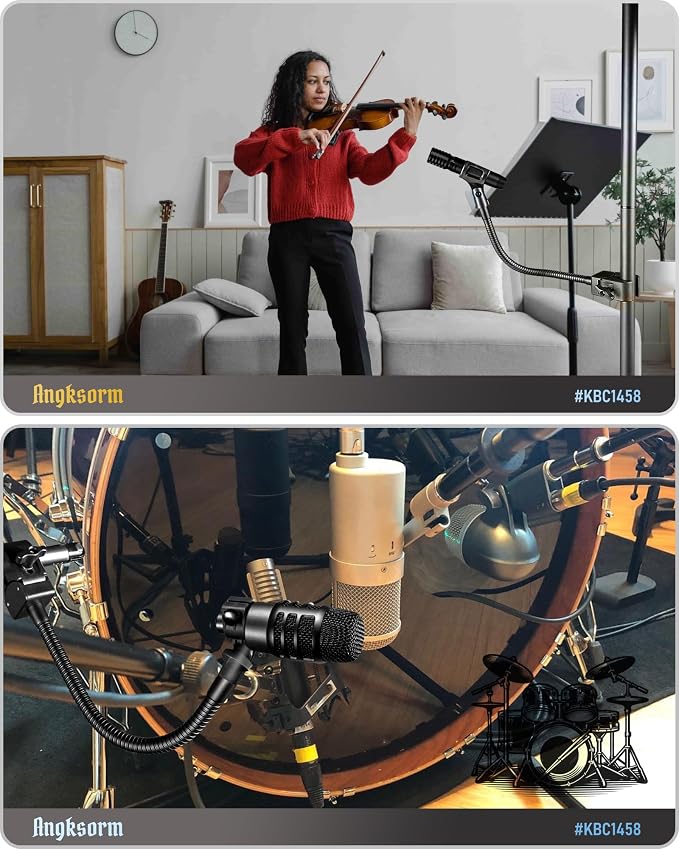 13" Gooseneck Mic Stand w/Super Crab Clamp, Flexible Microphone Arm Mount Holder, Compatible with Music Stands, Mic Stands, Tripods, Boom Arms - KBC1458