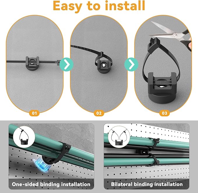 20 Pcs Magnetic Zip Tie Mount Base 26lbs Strong Magnetic Zip Tie Holder Multipurpose Magnet Cable Tie Clips Holder Wire Management Clips for Home Office Marine Electrical Wiring Organization Black