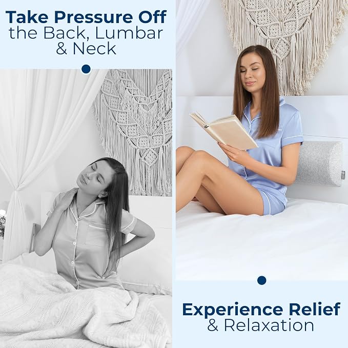 5 STARS UNITED Knee Pillow for Back Sleeping โ Half Moon Bolster Pillow for Legs, Under Knee Pillow for Sleeping on Back, Memory Foam Leg Pillow for Back Pain, Natural Gray