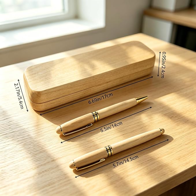 Personalized Engraved Ballpoint Pen & Wooden Gift Case Set - Business Wood Pens Gifts for Boss, Doctors, Teachers, Students, Ideal for Graduation, Promotion, Birthday (Maple)