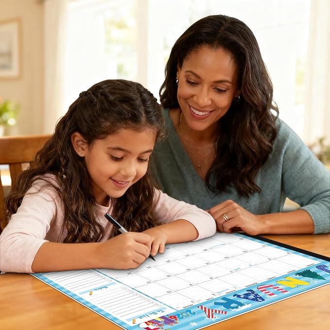 Lateefah Desk Calendar 2026, Large 22'' x 17'' Desk Calendar 2026-2027, 18 Month Desktop Calendars for Home & Office, Use Jan 2026 to June 2027