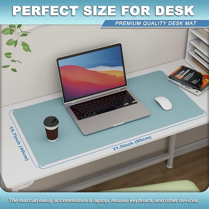 K KNODEL Desk Protector Mat and Pad for Office (Sky Blue, 15.7"x31.5") | Waterproof Desk Mat, Desk Pads and Blotters, Desktop Mat, Desk Protector and Cover, Office Computer, Laptop and Keyboard Mat