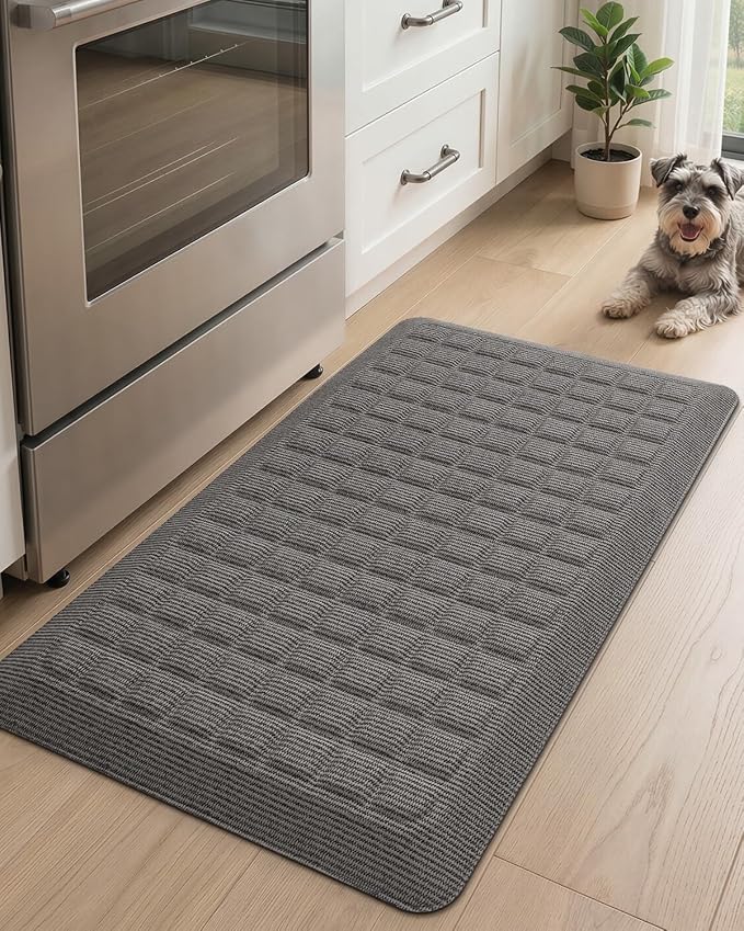 Color&Geometry Kitchen Floor Mat 20x32 Extra Thick Anti Fatigue, Grey | 0.9in High Dense Foam Mat For Standing Comfort,Easy Clean,Stain Resistant,Beveled Safe Edges,Stress/Pian Relief,Foot Rest
