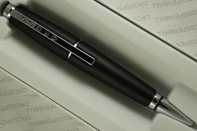 Cross Executive Companion Edge Matte Back Barrel and Extremely Polished Appointment Selectip with Black Gel Ink Rollerball Pen.