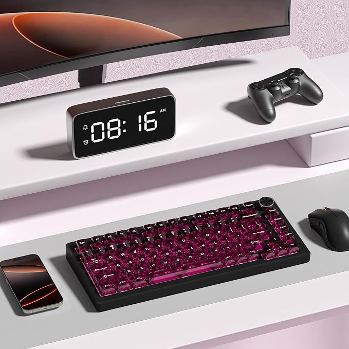 dagaladoo Clear keycaps,Transparent Keyboard keycaps,Jelly Key caps Set,Shine Through keycap,MDA Profile Keyboard caps for Mx Switches Mechanical Keyboard(Fuchsia)