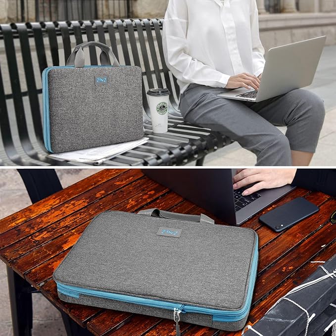 ZINZ Slim Expandable Laptop Case 15.6 Inch Sleeve Upgraded Protective Durable Recycled Carrying Case Compatible with MacBook 15" & 16" and Most 15" 15.6" 16" Notebook,DG01BL01