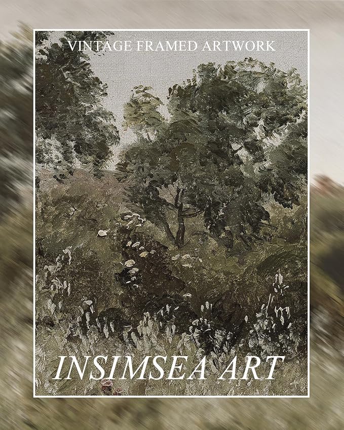 InSimSea Extra Large Framed Vintage Wall Art, Living Room Country Farmhouse Decor, Grassland Landscape Paintings, Canvas Prints, Retro Scenery Long Picture for Bedroom Above of Bed,20x40inch