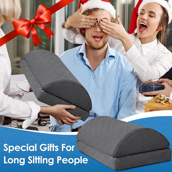 CushZone Foot Rest for Under Desk at Work Adjustable Foam for Office and Home, Office Desk Accessories,Comfortable Footrest with 2 Adjustable Heights,Back & Hip Pain Relief (Gray-16.9 in)