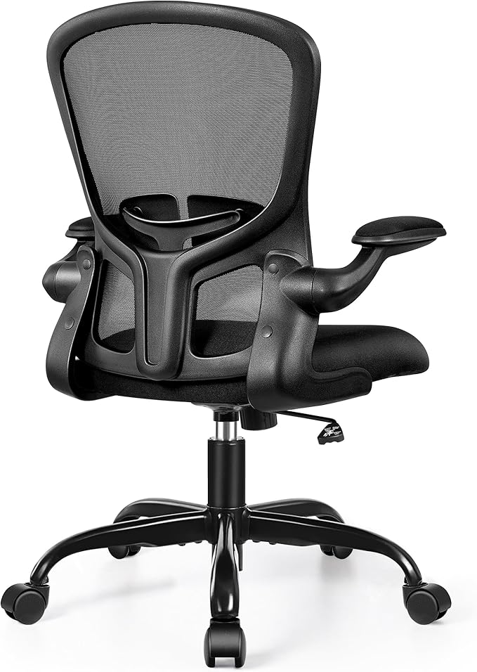 FelixKing Office Desk Chairs, Ergonomic PC Desk Chair with Wheels, Adjustable Lumbar Support and Height, Swivel Computer Chair with Flip-up Armrests, Ergo Mesh Backrest for Working (Black, Pack of 8)