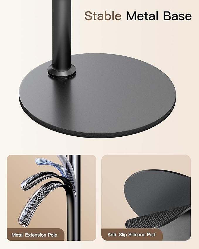 NiceVeedi 10.2” Magnetic Desk Ring Light with Stand, 5000mAh Rechargeable Desktop Ring Light for Phone,3 Color Foldable Selfie Light for Live Stream/Makeup/TikTok/YouTube/Photography/Zoom/Vlogging