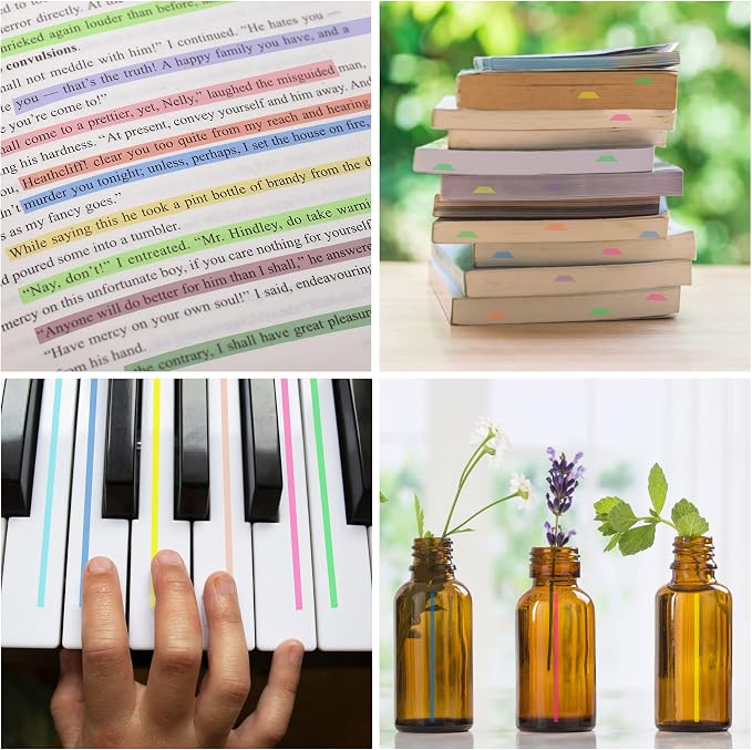 HAUTOCO 960PCS Highlighter Tape for Books, 6 Sheets Long Sticky Notes Tabs for Annotating Books, Transparent Highlighter Strips Index Flags Page Markers for Aesthetic Office School Study Supplies